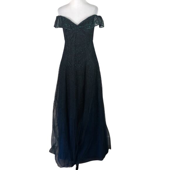Marchesa Notte Off Shoulder Ombré Dress Blue Size 4 NWT - Picture 7 of 10